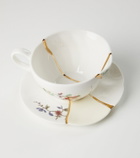 Seletti Kintsugi gold-plated porcelain teacup and saucer set by Marcantonio Raimondi Malerba