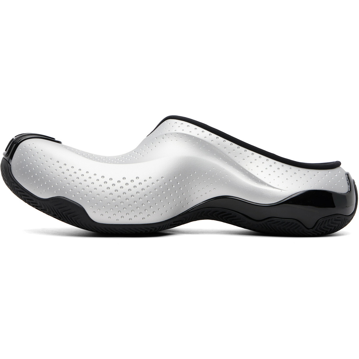 Balenciaga Silver & Black Basketball Slip On Flats