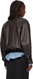 TONYWACK Brown Lamb Leather Bomber Jacket