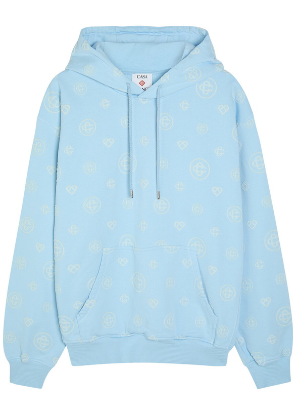 Photo: Casablanca Monogram Hooded Cotton Sweatshirt Light Blue