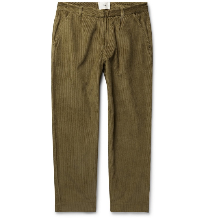 Photo: Folk - Signal Tapered Pleated Cotton-Corduroy Trousers - Brown