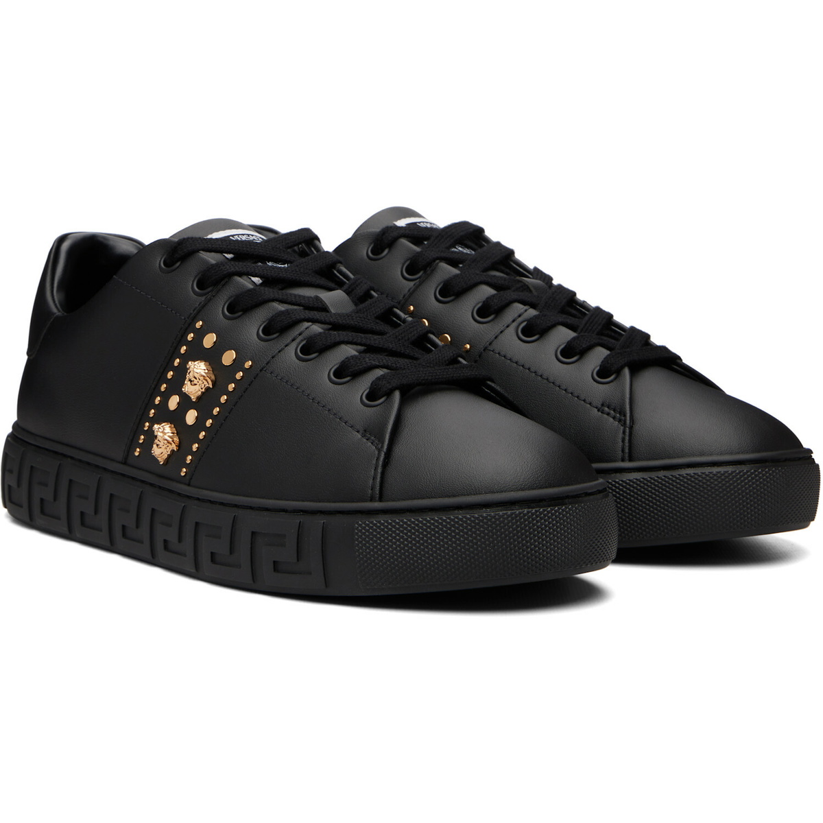 Versace Black Greca Embellished Nylon Sneakers