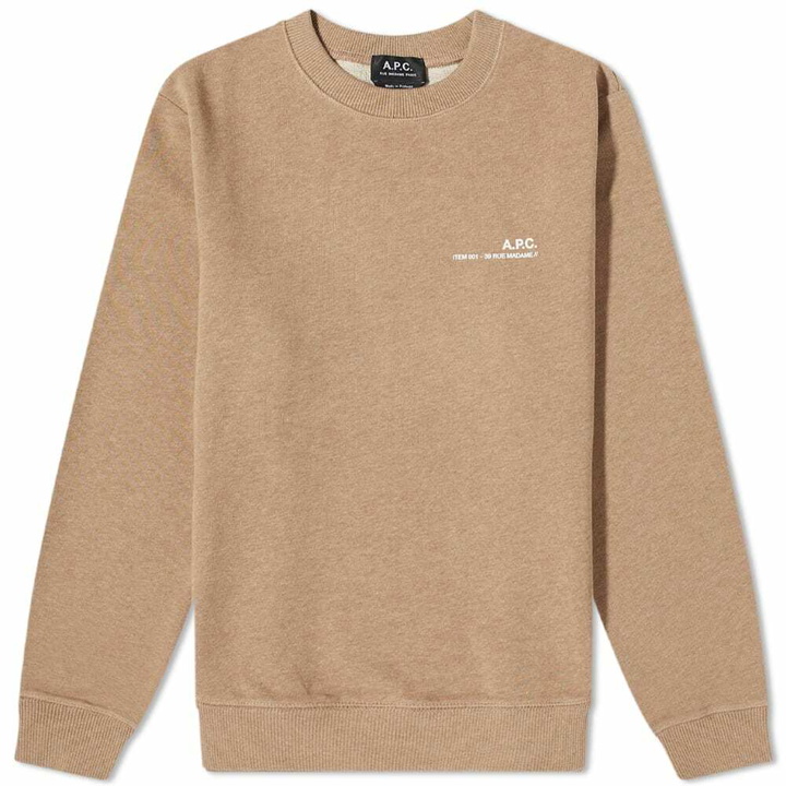 Photo: A.P.C. Men's A.P.C Item Logo Crew Sweat in Heather Beige