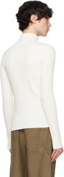 Courrèges White Reedition Rib Knit Mock Neck Sweater