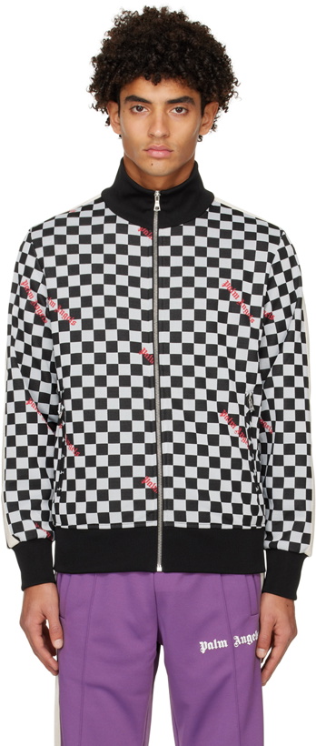 Photo: Palm Angels Black & White Checkerboard Track Jacket