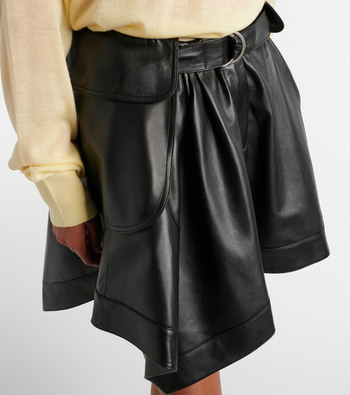 Loewe Double L belted leather miniskirt