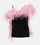 The Attico - Feather-trimmed knitted top