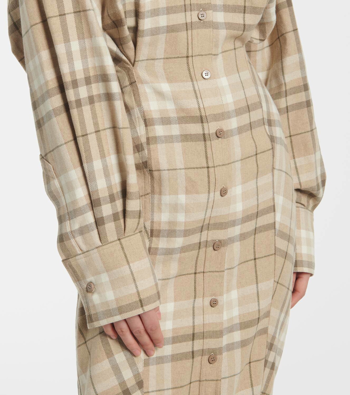 The Attico Checked cotton-blend shirt dress