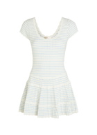 Loveshackfancy Elisavette Striped Pointelle Knit Mini Dress White And Blue