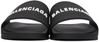 Balenciaga Black & White Logo Pool Slides