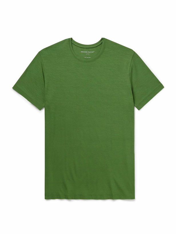 Photo: Derek Rose - Basel Stretch-Micro Modal Jersey T-Shirt - Green