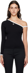 Courrèges Black Asymmetric T-Shirt