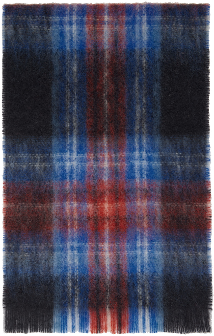 Charles Jeffrey LOVERBOY Blue & Red Tartan Scarf