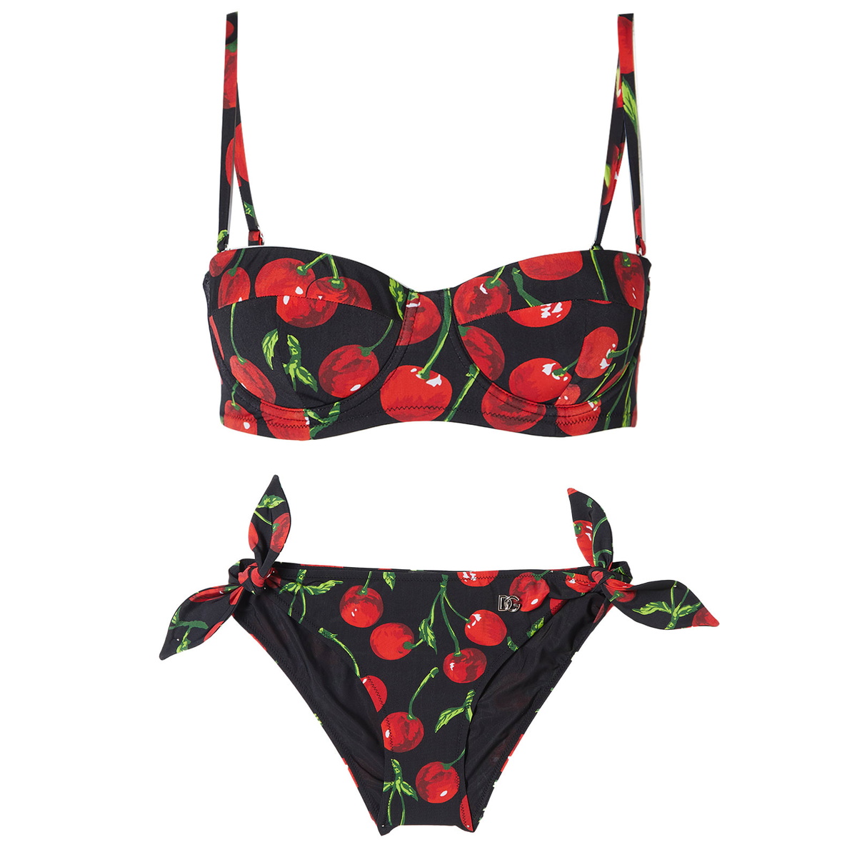 Dolce & Gabbana cherry-print logo-underband bra - Black