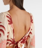 Johanna Ortiz Cutout printed linen minidress