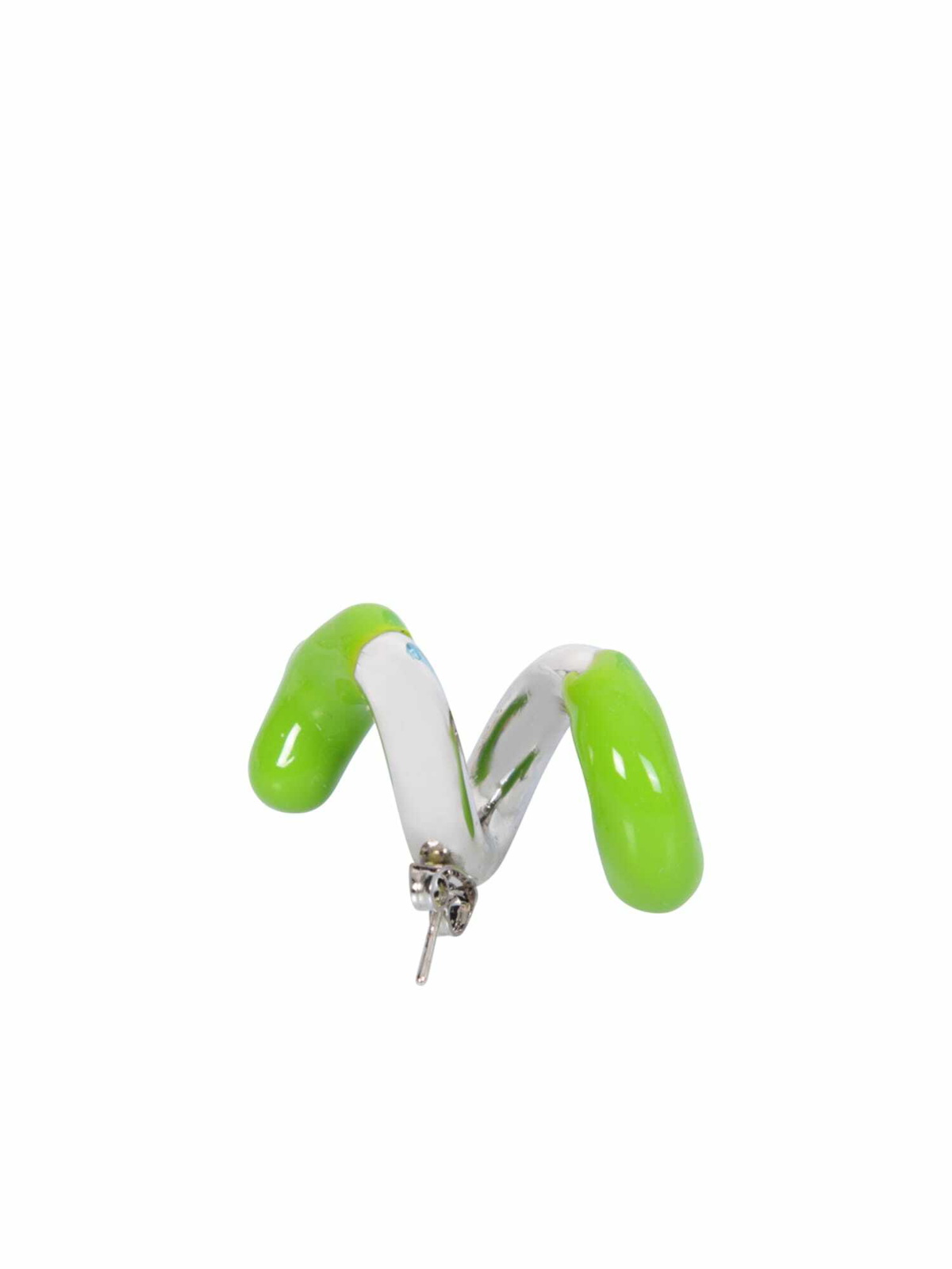 Sunnei Fusillo Rubberized Silver/ Green Earrings