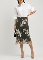 Marques' Almeida Floral Sequin-embellished Mesh Midi Skirt Silver