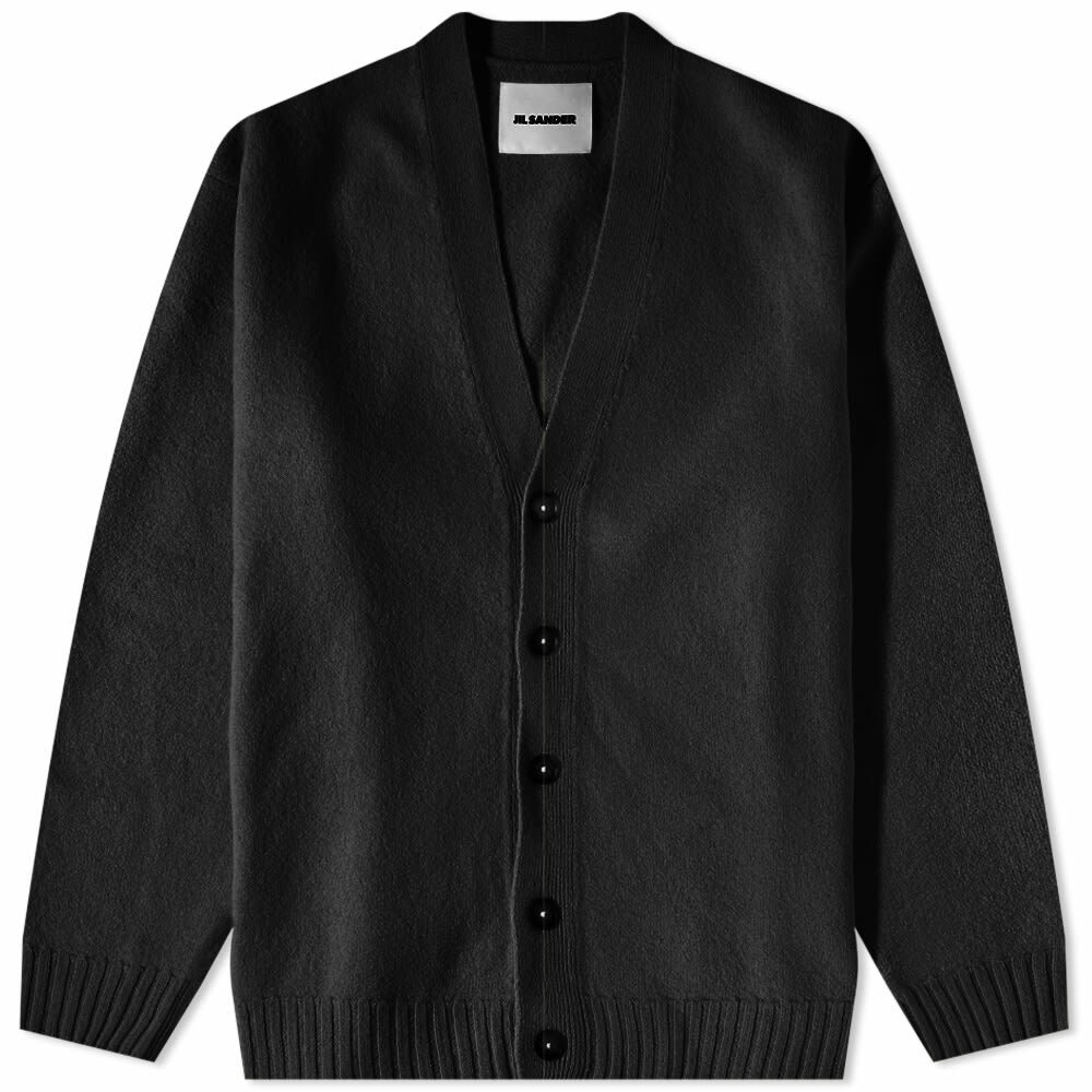 Jil Sander Men's Boiled Wool Cardigan in Black Jil Sander