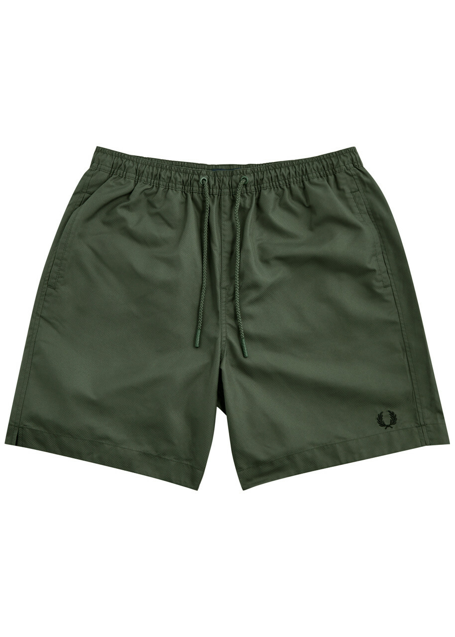 Fred Perry Logo-embroidered Shell Swim Shorts Green