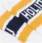 Holiday Boileau - Logo-Jacquard Ribbed Cotton Socks - White