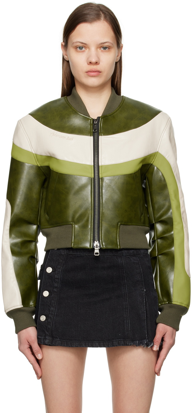 Andersson Bell Green Lilu Faux-Leather Bomber Jacket Andersson Bell