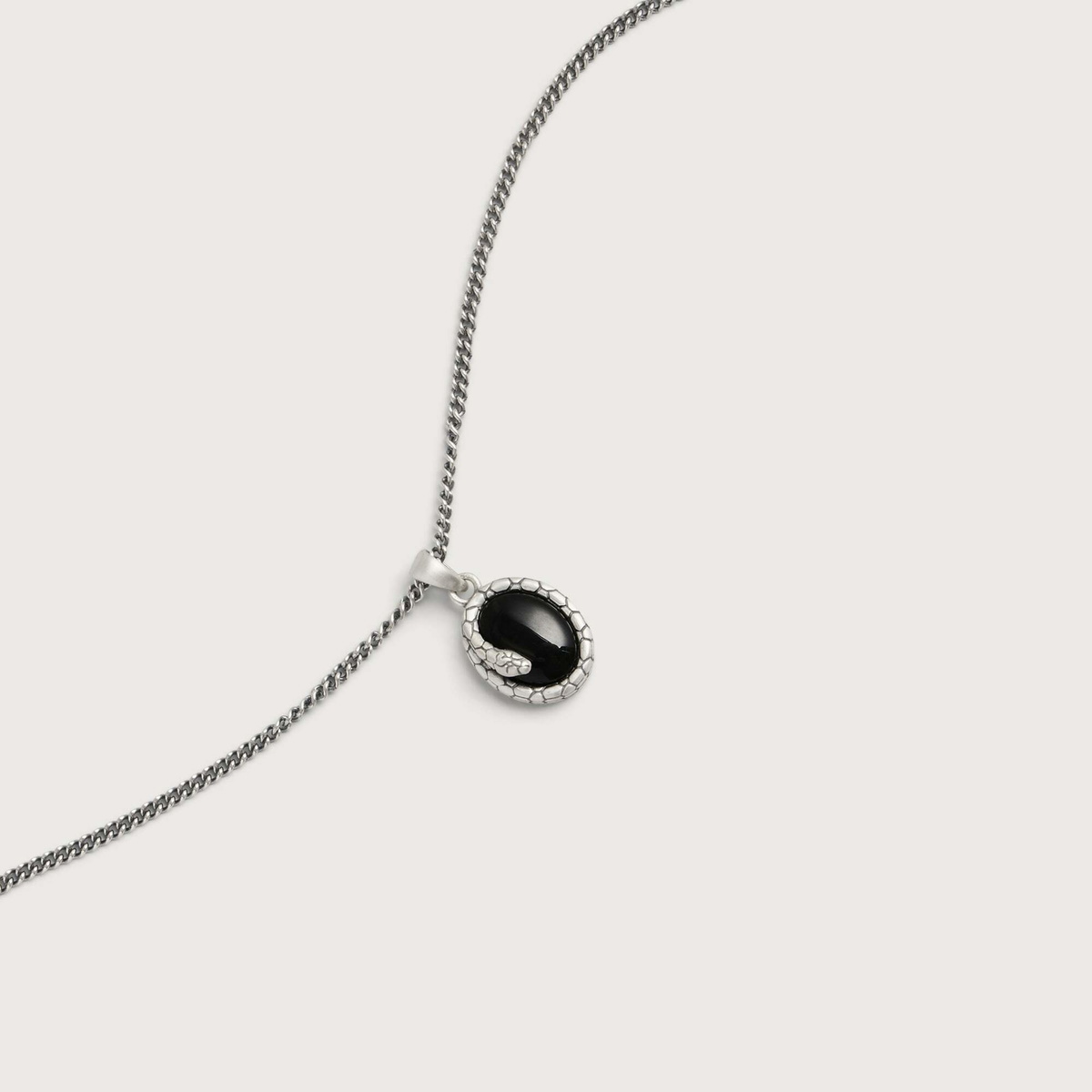Serge DeNimes Men's Onyx Serpent Necklace in Silver
