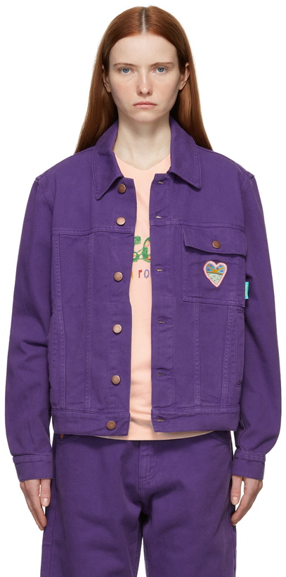 Photo: Rassvet Purple 'Worldpeache' Embroidered Denim Jacket