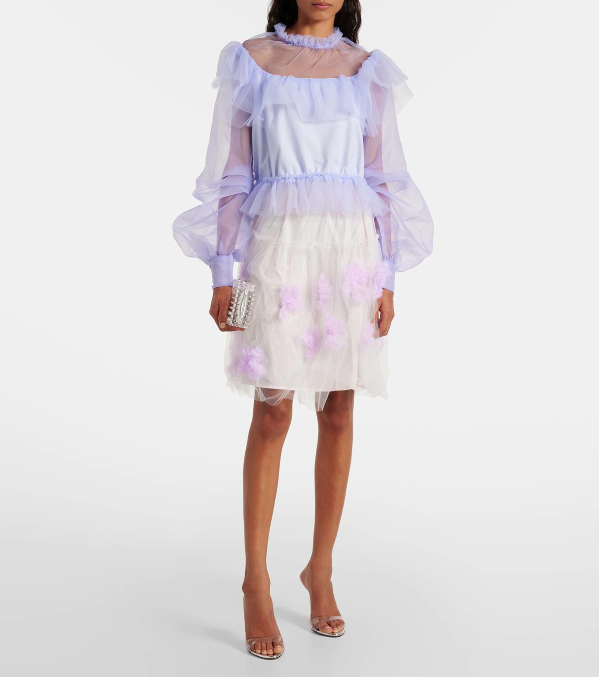 Susan Fang Ruffled puff-sleeve organza top