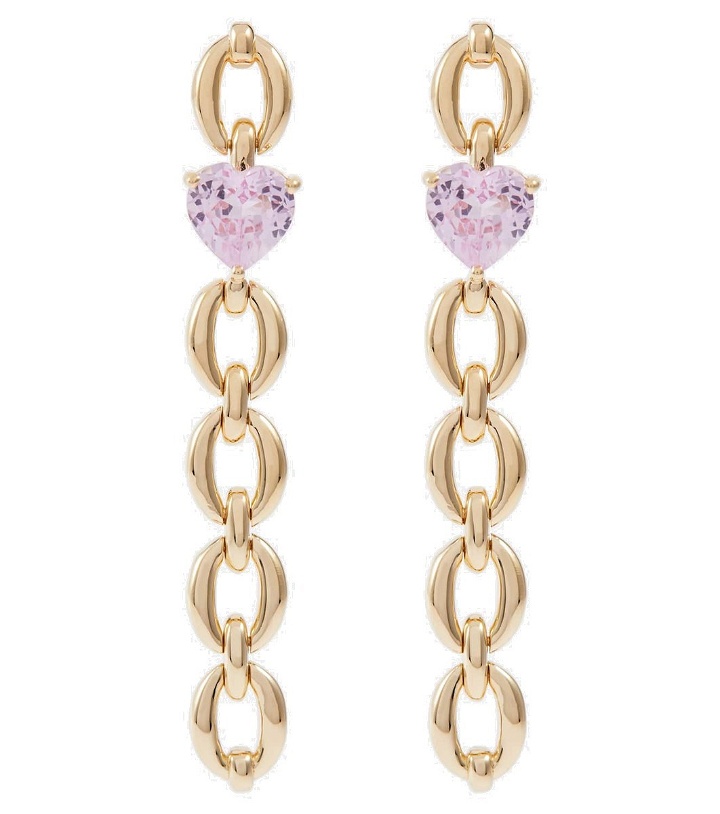 Photo: Nadine Aysoy Catena Long Heart 18kt gold earrings with pink sapphires