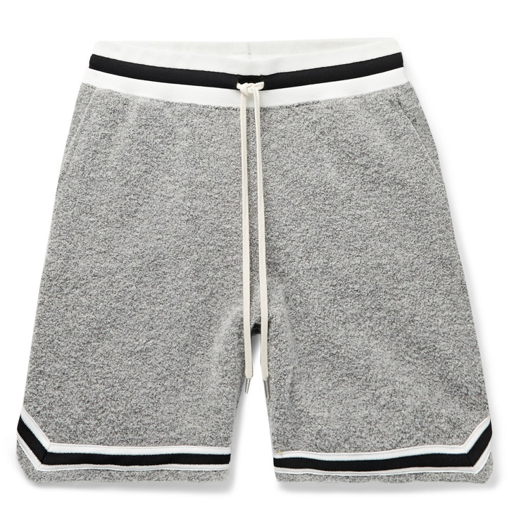 Photo: John Elliott - Game Wide-Leg Mélange Bouclé Drawstring Shorts - Gray