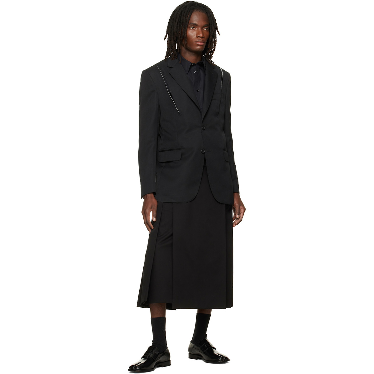Simone Rocha Black Structured Slash Blazer