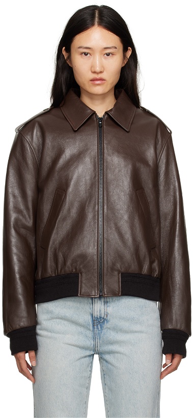 Photo: Recto Brown Epaulet Leather Jacket