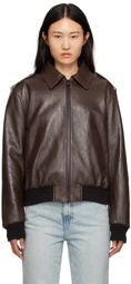 Recto Brown Epaulet Leather Jacket