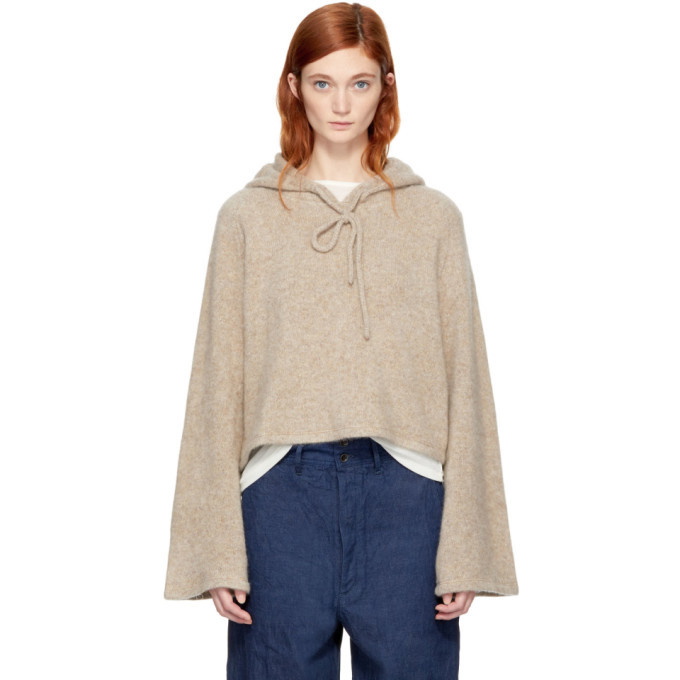 Photo: The Elder Statesman Beige Cropped Cashmere Hoodie