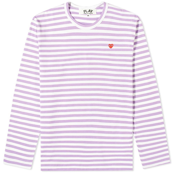 Photo: Comme des Garçons Play Men's Little Red Heart Long Sleeve Stripe T in Purple