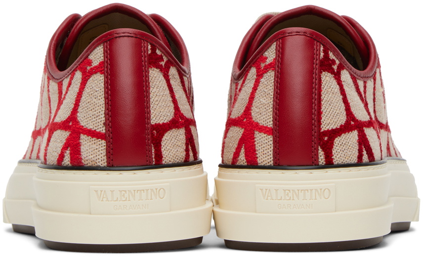 Valentino Garavani Red & Beige Totaloop Sneakers Valentino