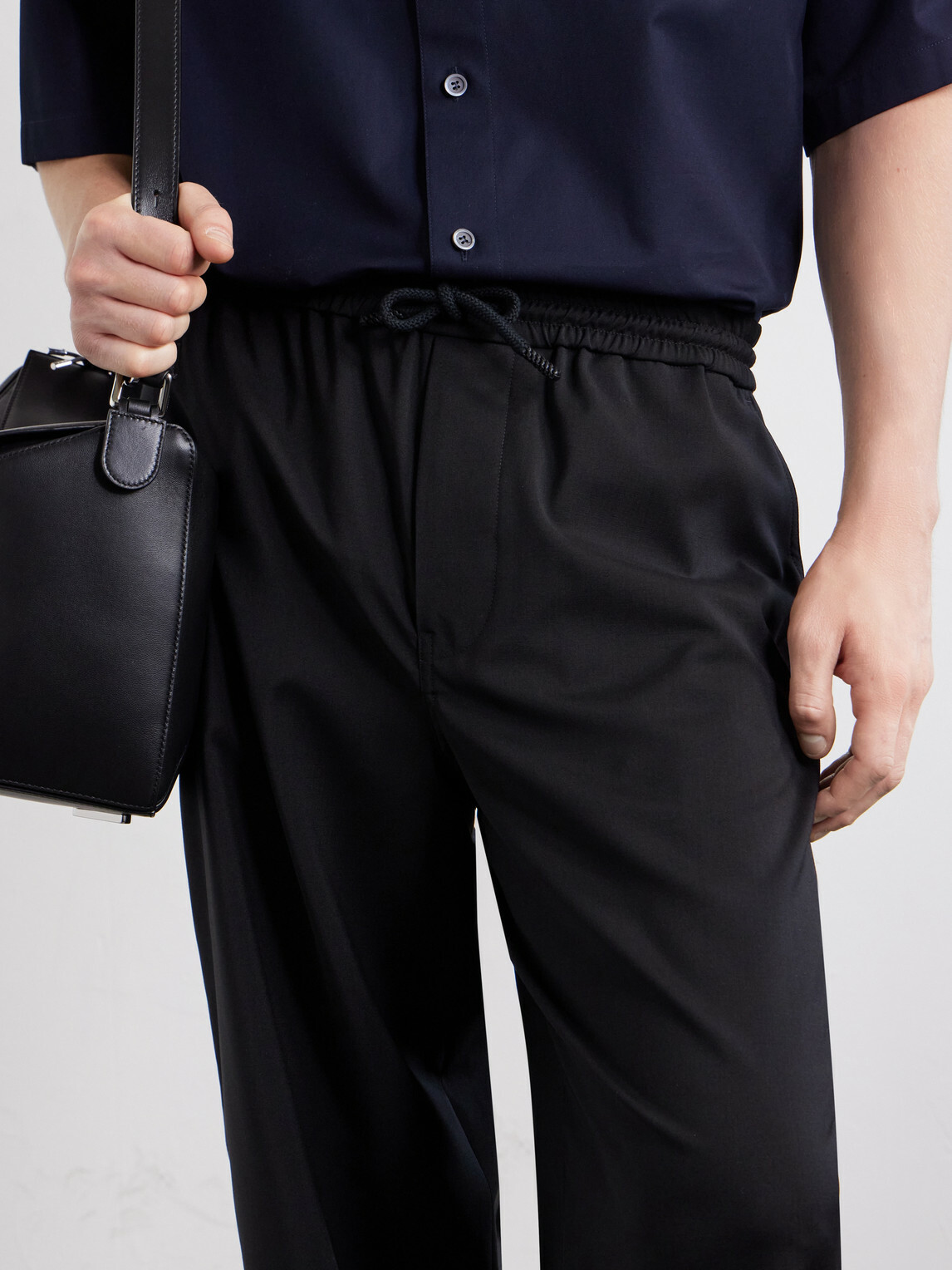 LOEWE - Straight-Leg Wool Drawstring Trousers - Black