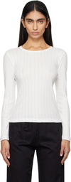 LESET White Pointelle Slim Fit Long Sleeve T-shirt