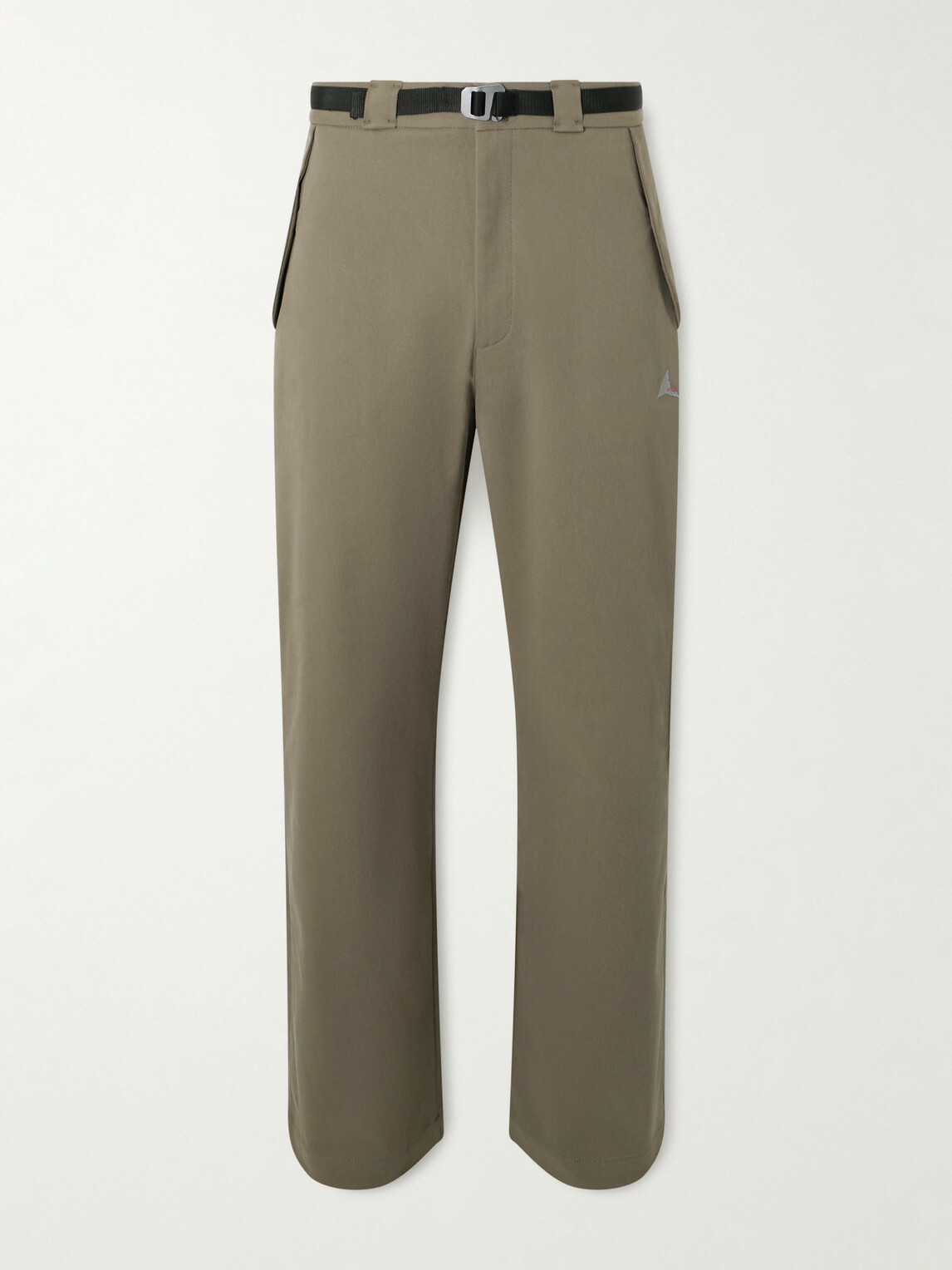 ROA - Slim-Fit Straight-Leg Logo-Embroidered Belted Cotton-Blend Twill Trousers - Brown