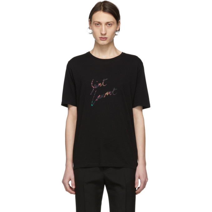 Photo: Saint Laurent Black Animalier Logo T-Shirt