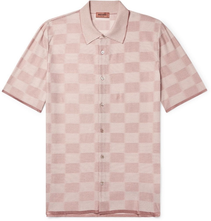 Photo: Missoni - Slim-Fit Checked Jacquard-Knit Shirt - Pink