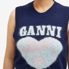 GANNI Women's Graphic Vest in Sky Captain