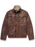 BRUNELLO CUCINELLI - Shearling-Lined Leather Jacket - Brown