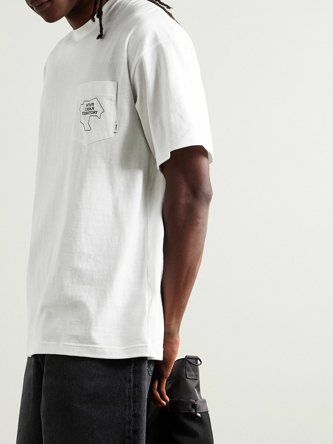 WTAPS ホワイト Tシャツ X02 WTAPS - Logo-Appliquéd Cotton-Jersey T-Shirt - White WTAPS