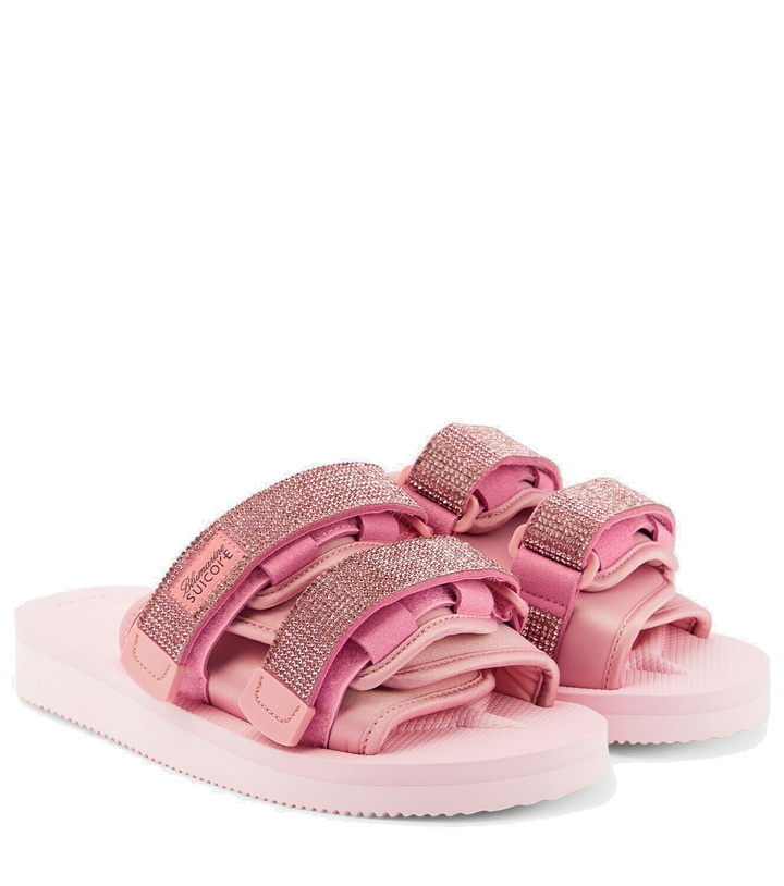 Photo: Blumarine X Suicoke Moto embellished slides