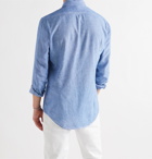 Massimo Alba - Genova Slim-Fit Pinstriped Cotton and Linen-Blend Shirt - Blue