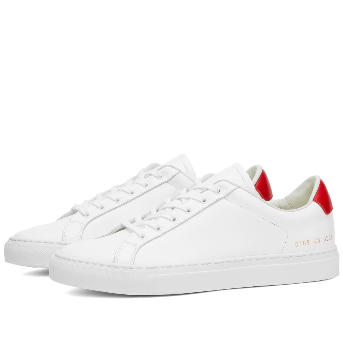 Woman by Common Projects Women's Retro Low Sneakers in White/Red Woman ...