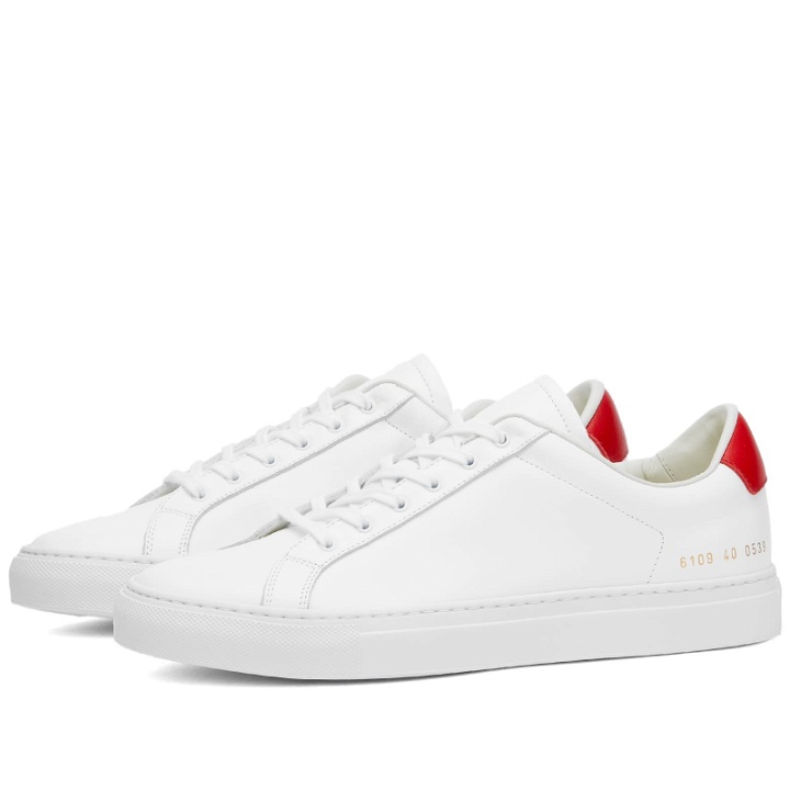 Photo: Woman by Common Projects Women's Retro Low Sneakers in White/Red