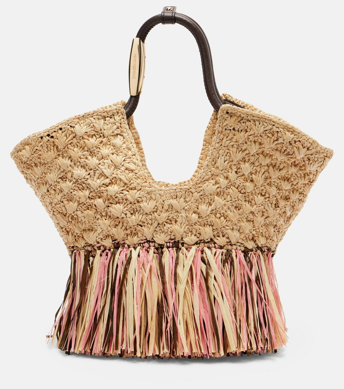 Zimmermann Goldentime Small raffia tote bag