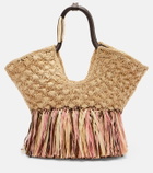 Zimmermann Goldentime Small raffia tote bag